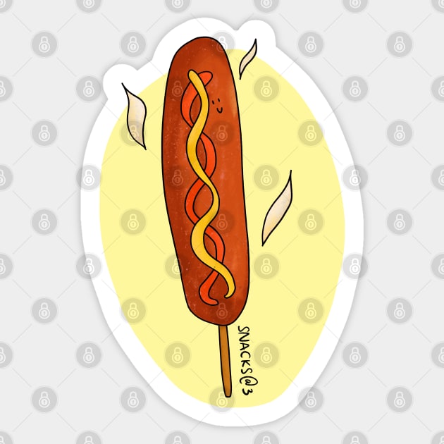 Hot sausage on stick Sticker by Snacks At 3